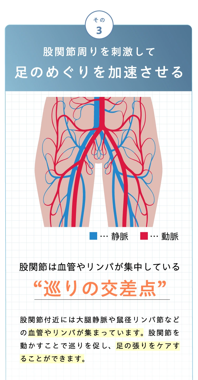 その３　股関節周りを刺激して足のめぐりを加速させる