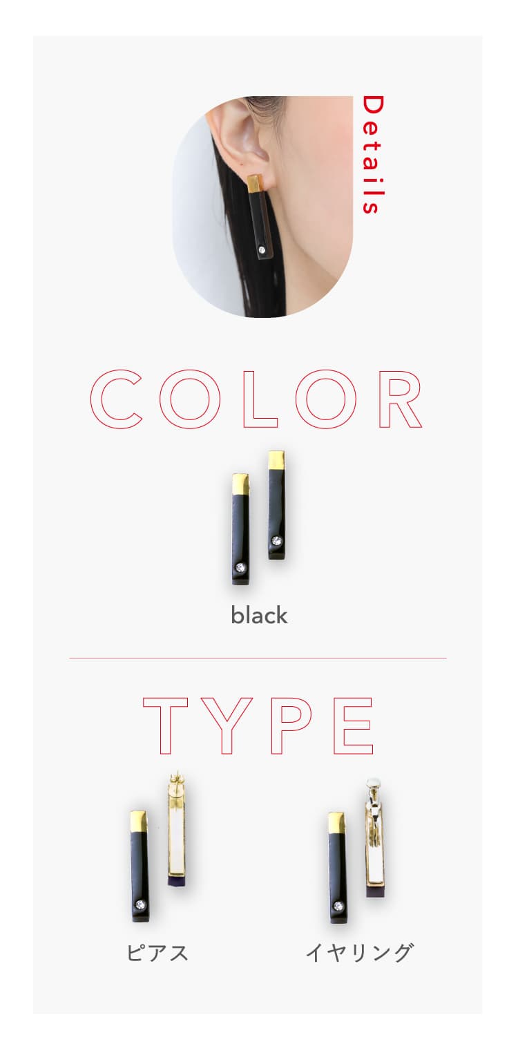 COLOR:ブラック TYPE:ピアス,イヤリング