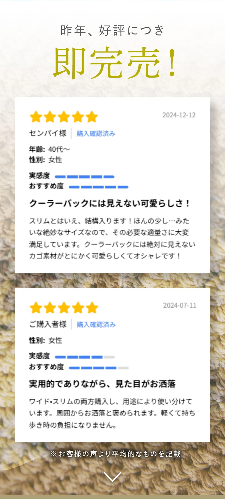 去年、好評につき即完売