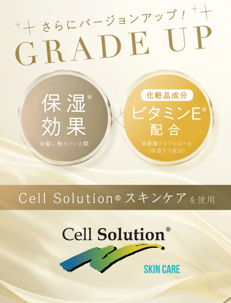 さらにバージョンアップ！保湿効果×化粧品成分ビタミンE配合 Cell Solution®スキンケアを使用
