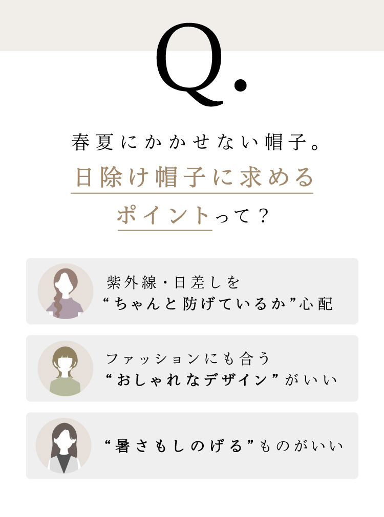 春夏にかかせない帽子。日除け帽子に求めるポイントって?