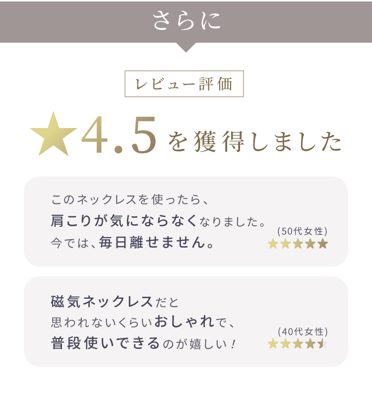 さらにレビュー評価4.5を恐得しました