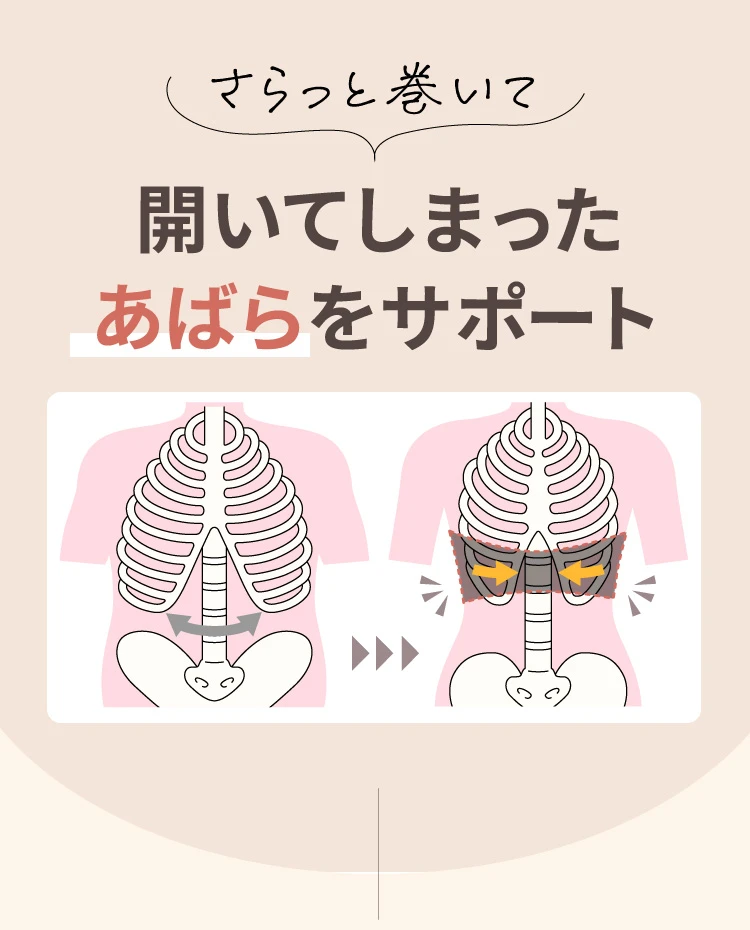 さらっと巻いて開いてしまったあばらをサポート
