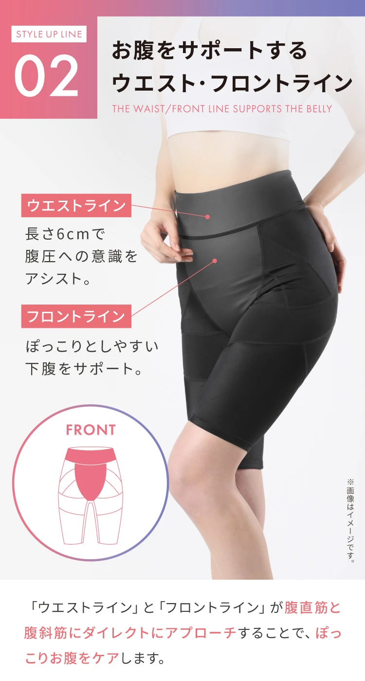 02.お腹をサポートするウエスト・フロントライン
