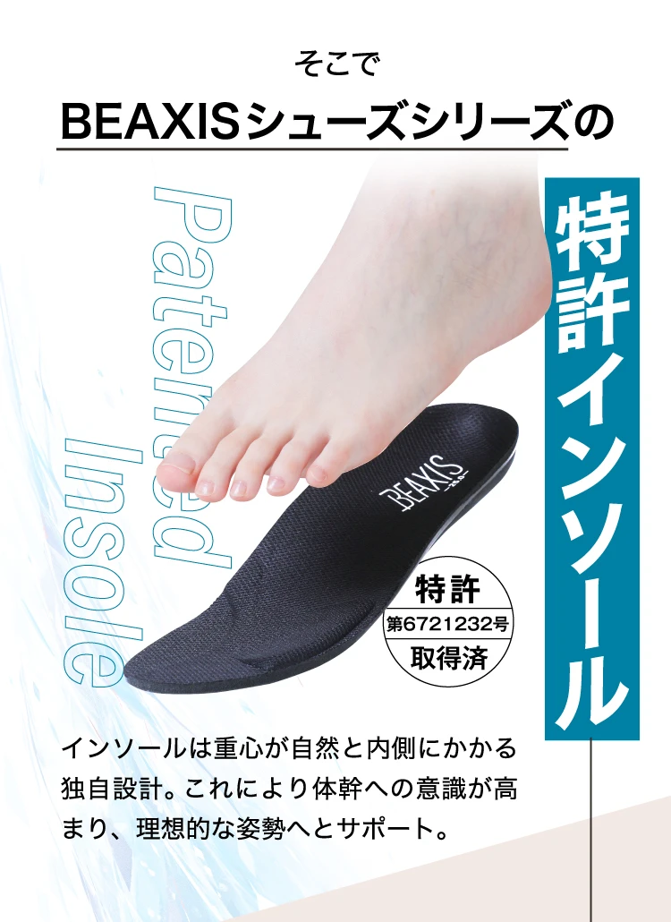 BEAXISシューズシリーズの特許インソール