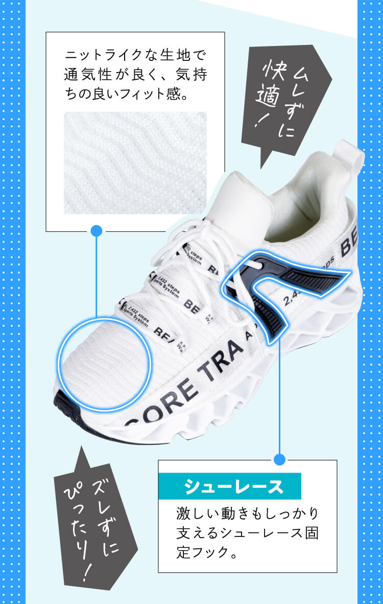 ムレずに快適、ズレずにぴったり