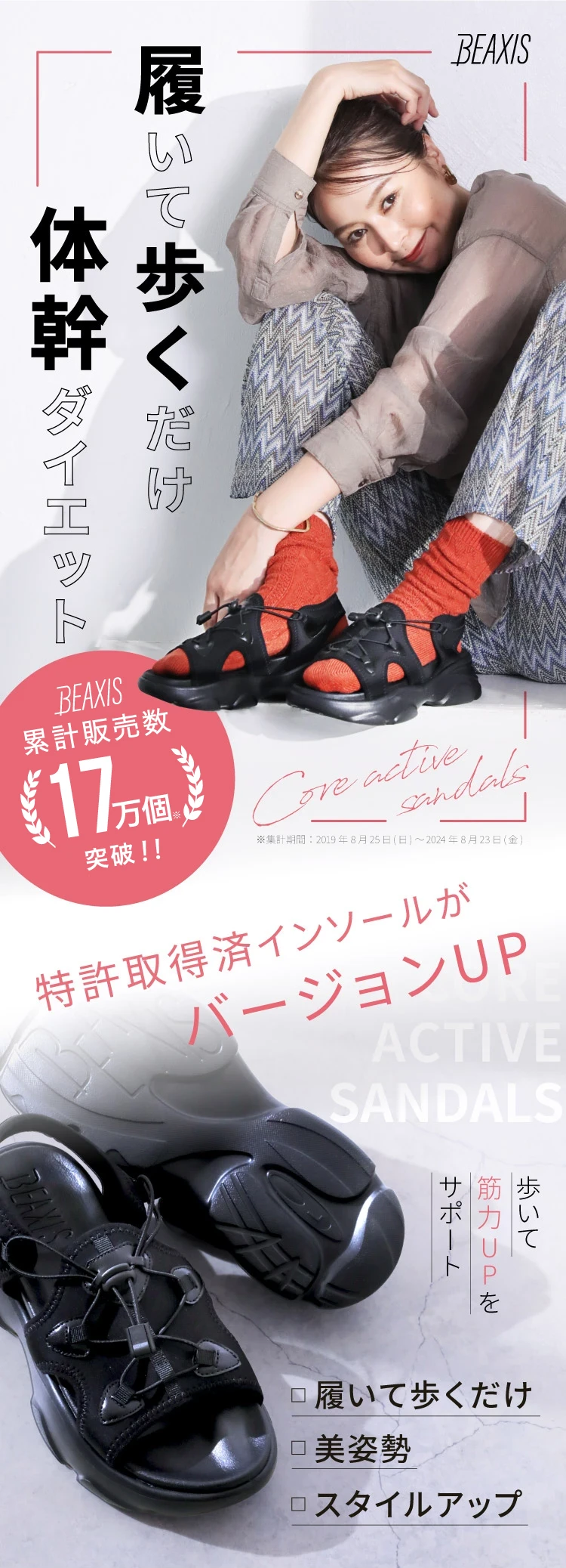 コアアクティブサンダル スニーカータイプ BEAXIS(ビーアクシス) | amepla