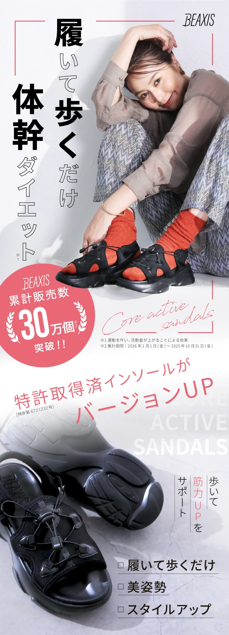 BEAXIS コアアクティブサンダル　Mサイズ コアアクティブサンダル スニーカータイプ BEAXIS(ビーアクシス) | amepla