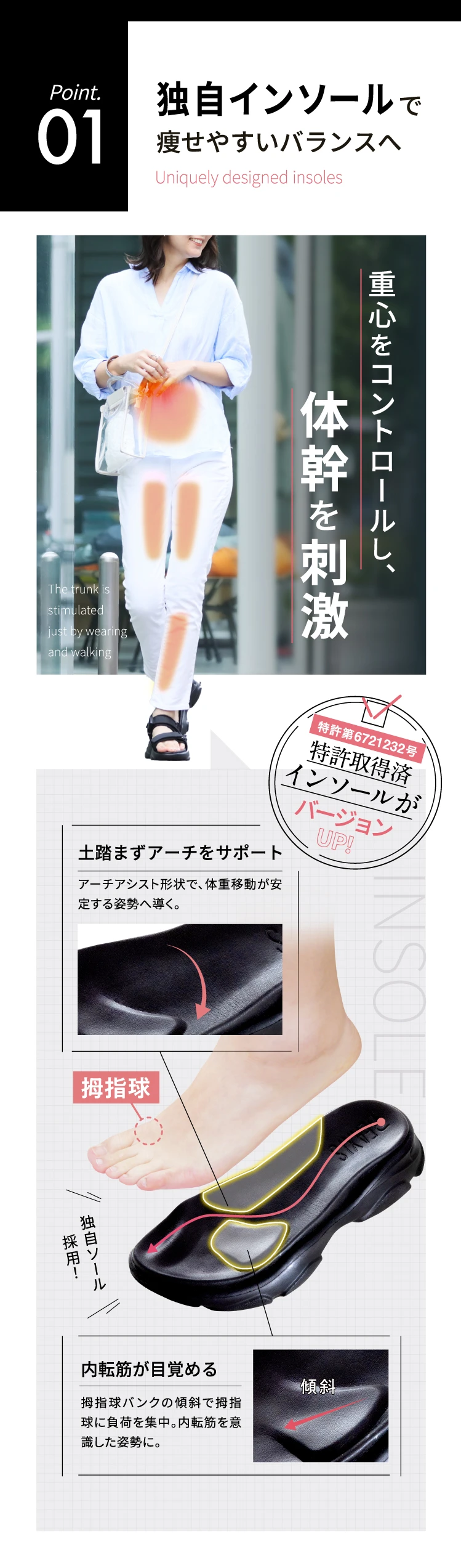 独自インソールで痩せやすいバランスへ