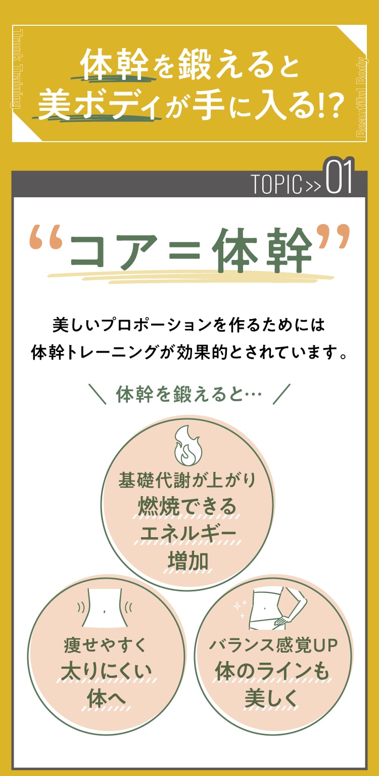 コア=体幹 体幹を鍛えると美ボディが手に入る