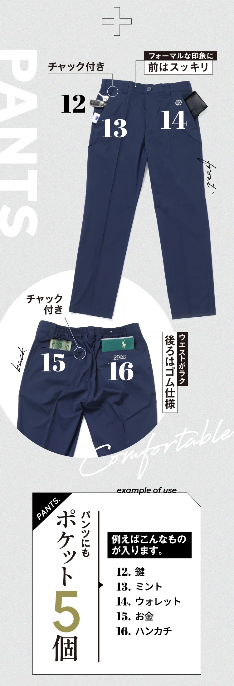 パンツにもポケット5個