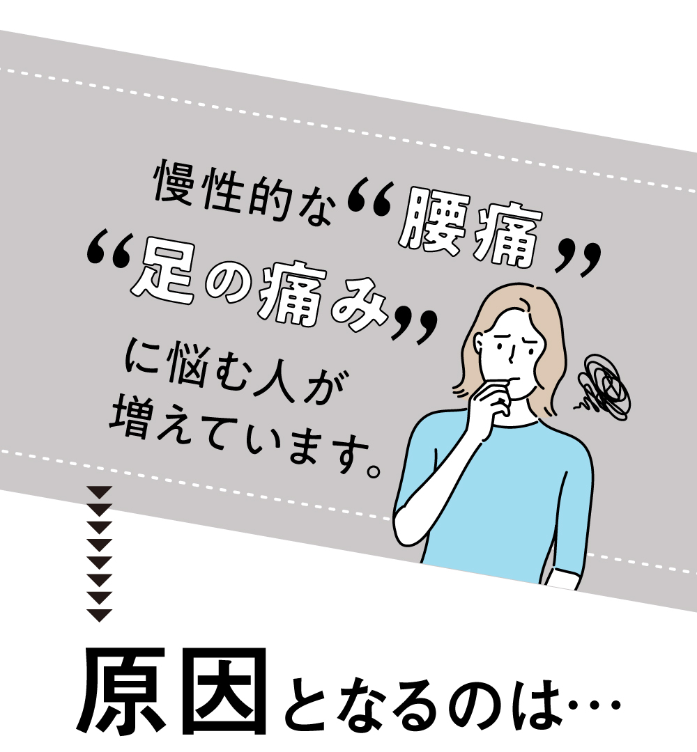 慢性的な腰痛足の痛みに悩む人が増えています