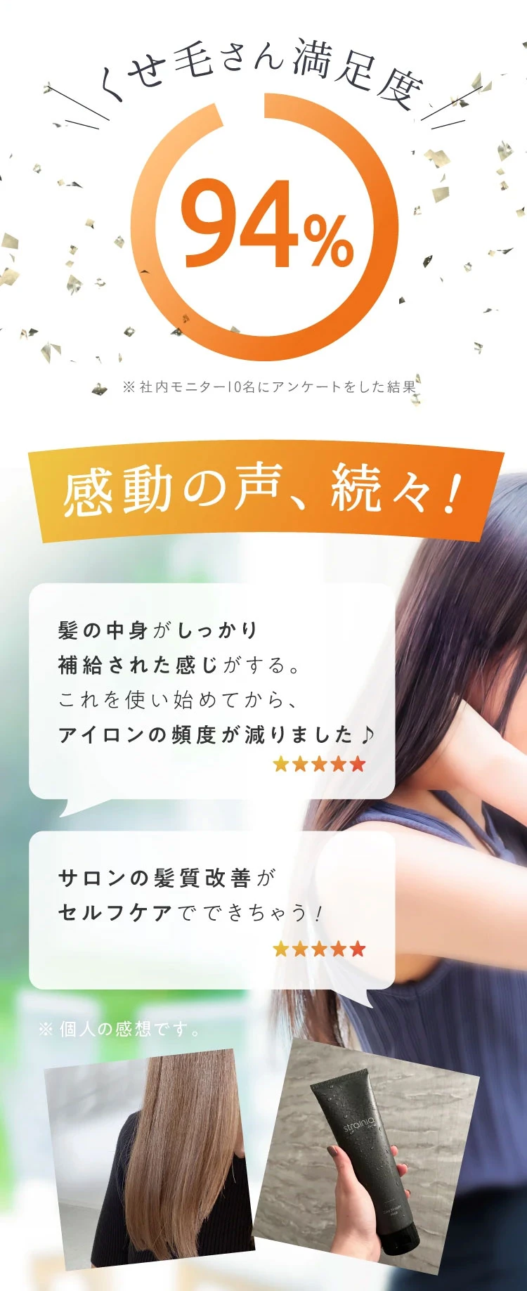 くせ毛さん満足度94%