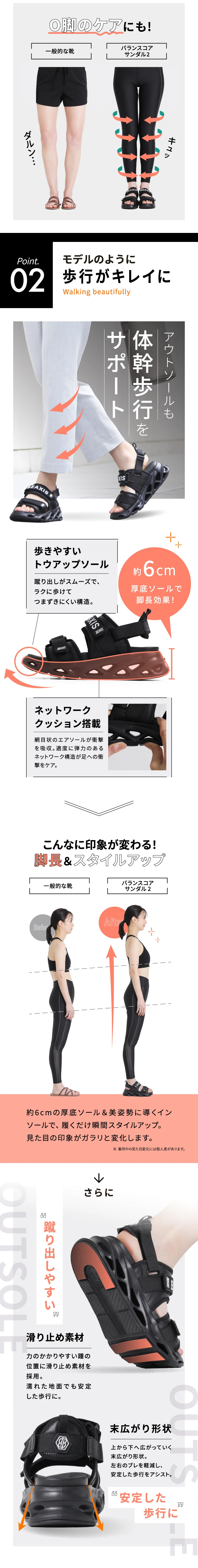モデルみたいに歩行が綺麗に