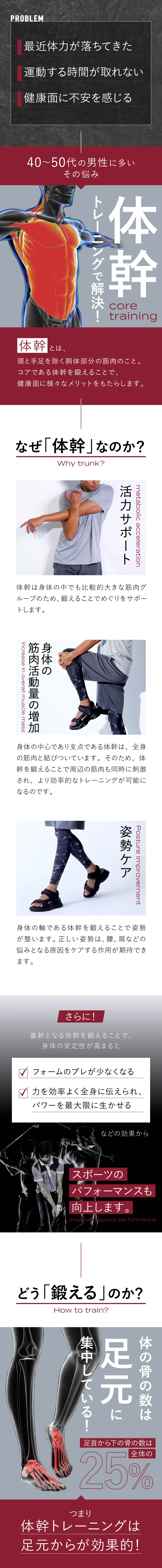 体力低下や健康面の不安は、体幹トレーニングで解決