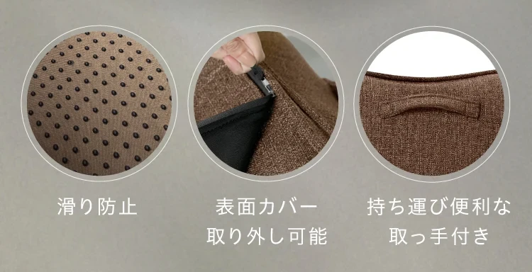 滑り防止・表面カバー取り外し可能・持ち運び便利な取っ手付き
