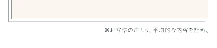 ※お客様の声より、平均的な内容を記載