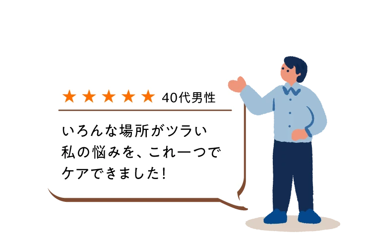 いろんな場所がツライ私の悩みを、これ一つでケアできました！