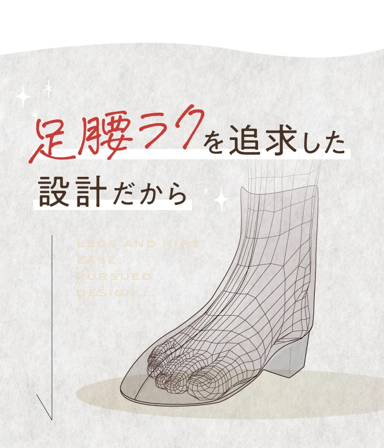 足腰ラクを追求した設計だから