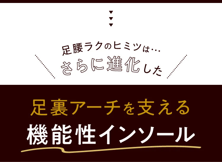 足腰ラクのヒミツはさらに進化した機能性インソール