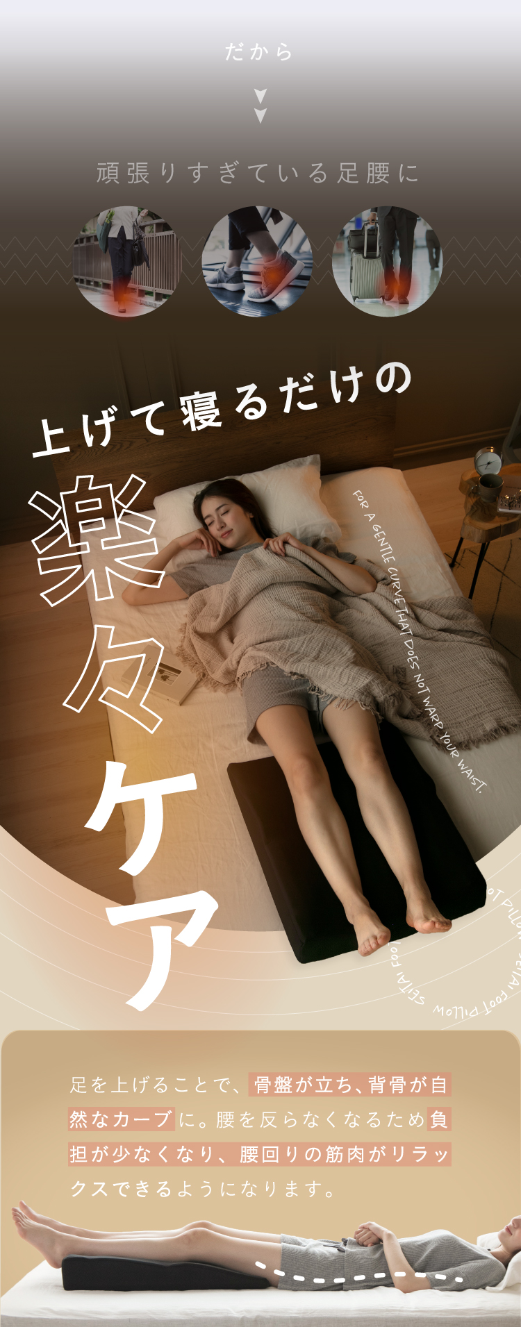 足を上げて寝るだけの楽々ケア