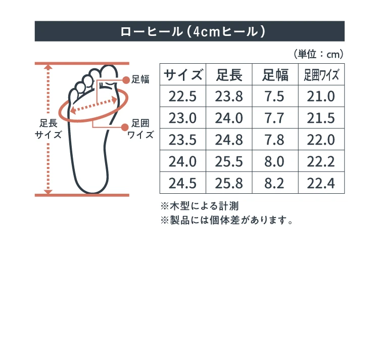 ローヒール（4cmヒール）