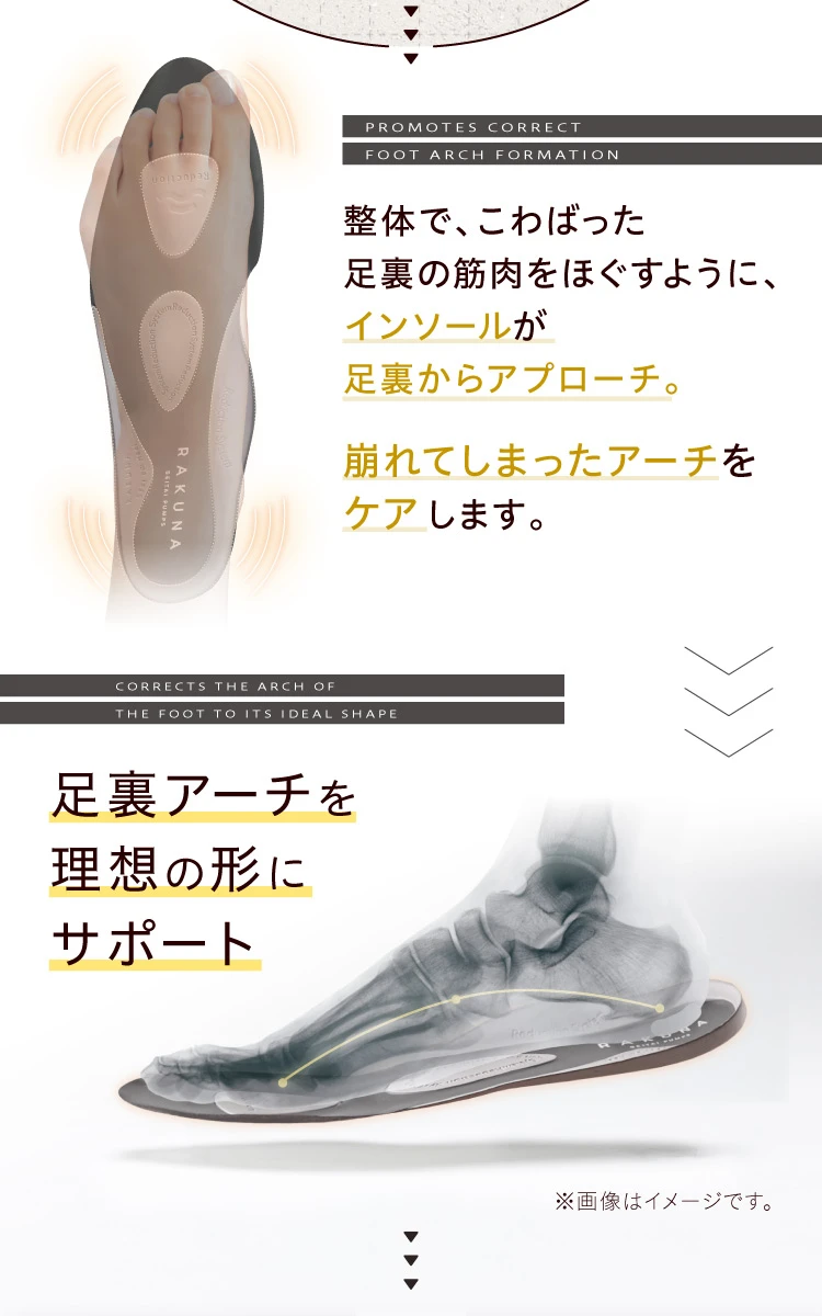 足裏アーチを理想の形にサポート