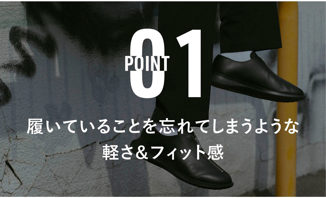 POINT01 履いていることを忘れてしまうような軽さ&フィット感