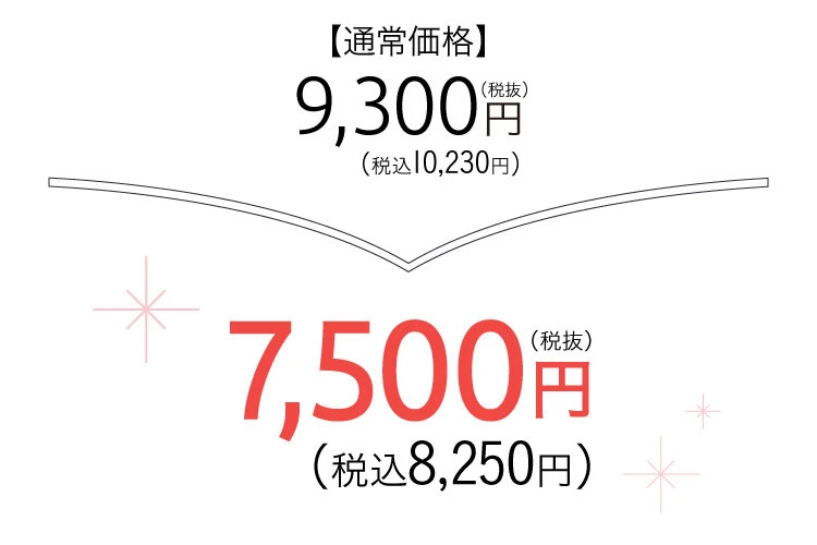 通常価格9,300円のところ数量限定で7,500円に