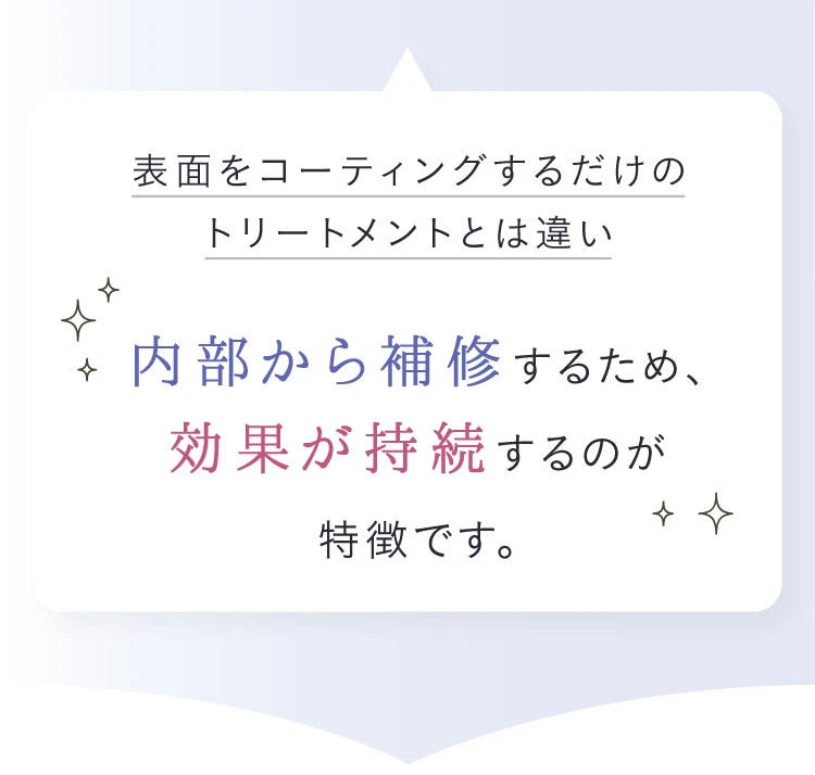 内部から補修するため、効果が持続するのが特徴です