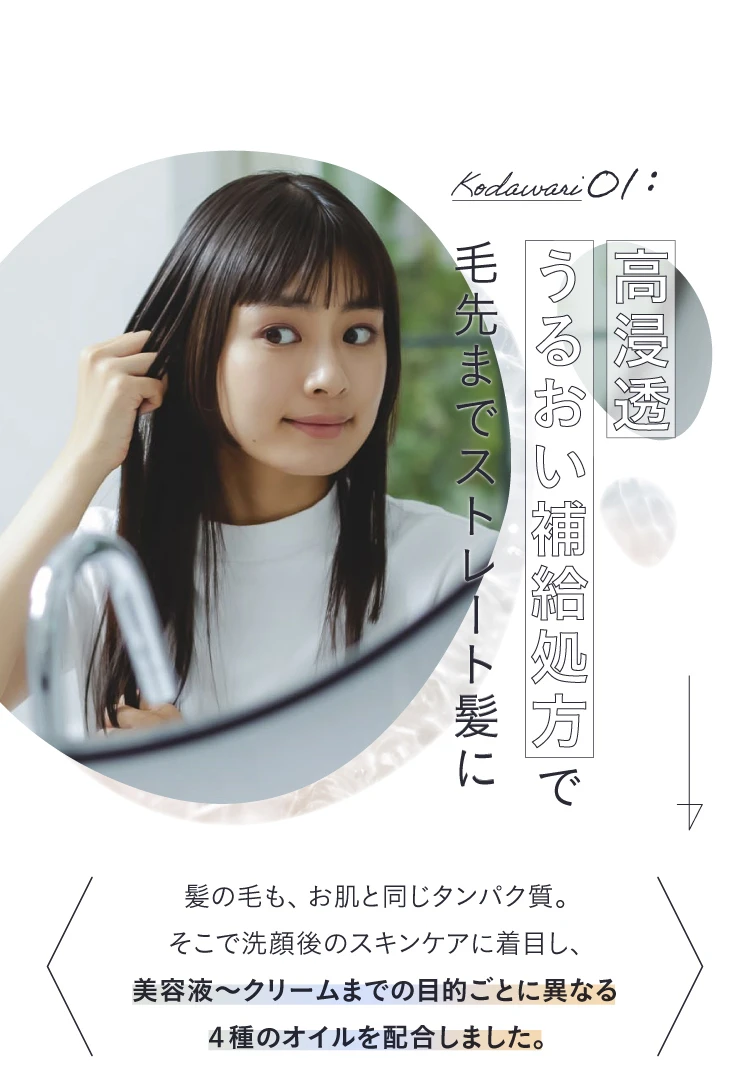高浸透うるおい補給処方で毛先までストレート髪に