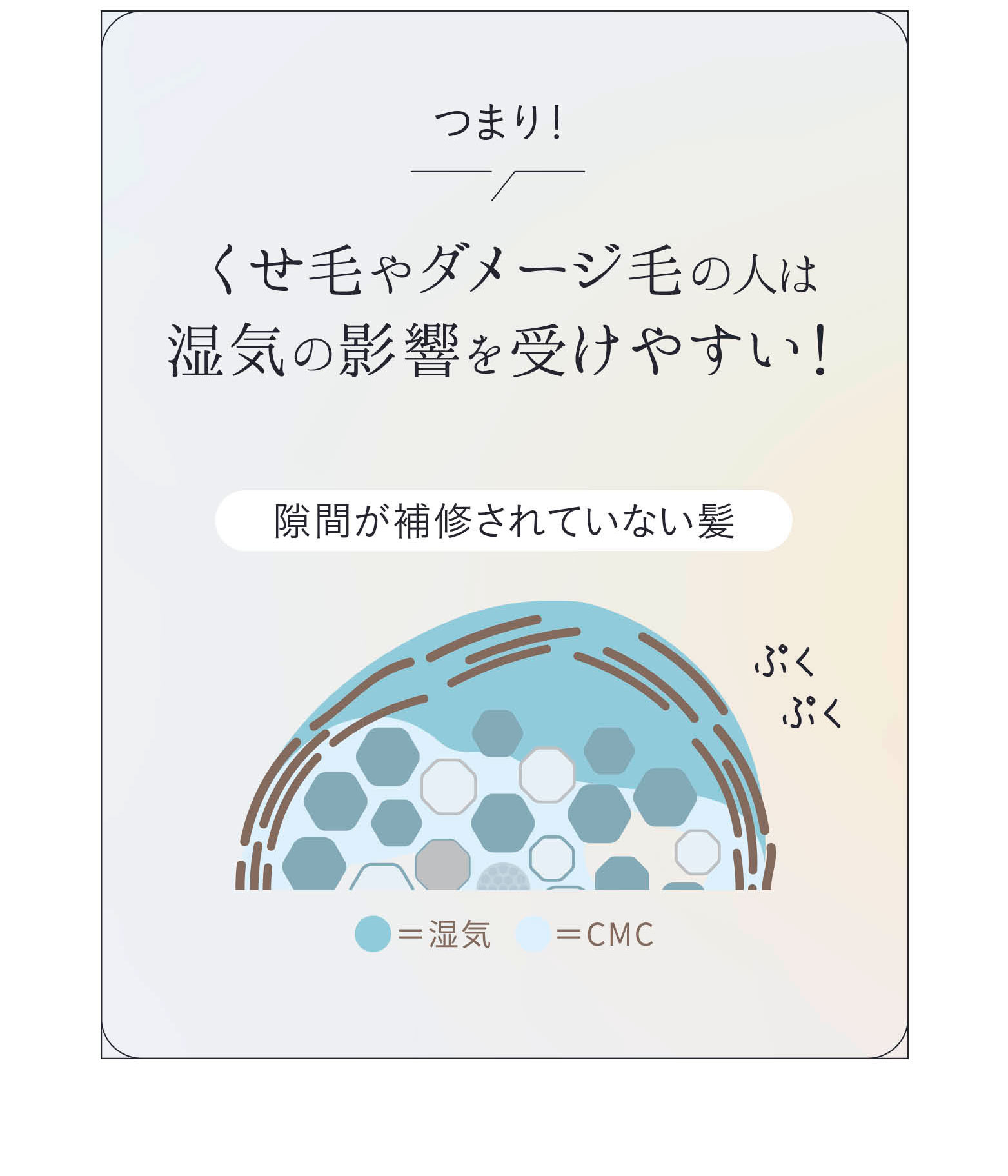 つまり！くせ毛ゃダメージ毛の人は湿気の影響を受けやすい！