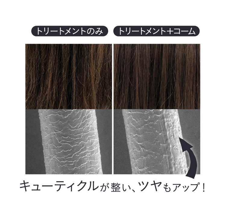 キューティクルが整い、ツヤもアップ!