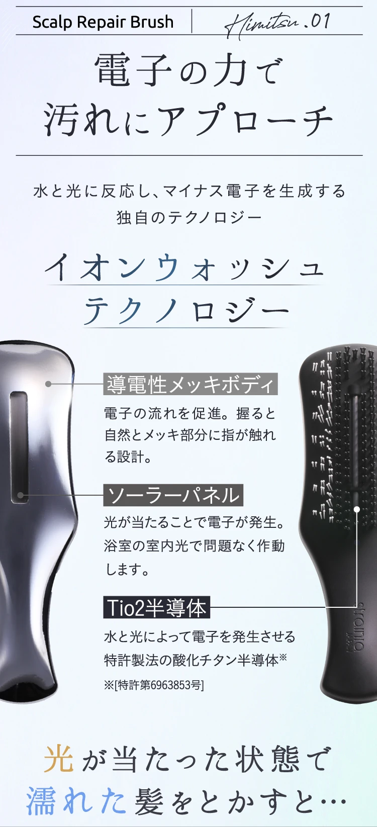 Himitsu.01 電子の力で汚れにアプローチ イオンウォッシュテクノロジー