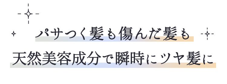 パサつく髪も傷んだ髪も天然美容成分で瞬時にツヤ髪に