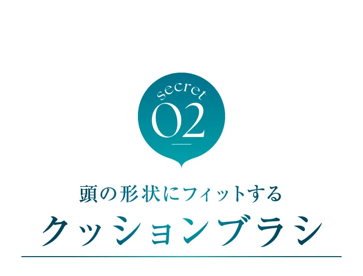 02.頭の形状にフィットするクッションブラシ