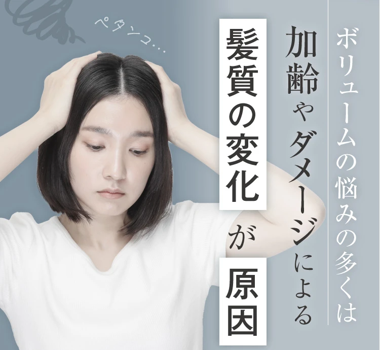 ボリュームの悩みの多くは加齢やダメージによる髪質の変化が原因