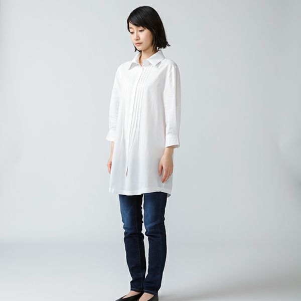 UV&DRYチュニックシャツ(ホワイト) 着用画像 斜め正面