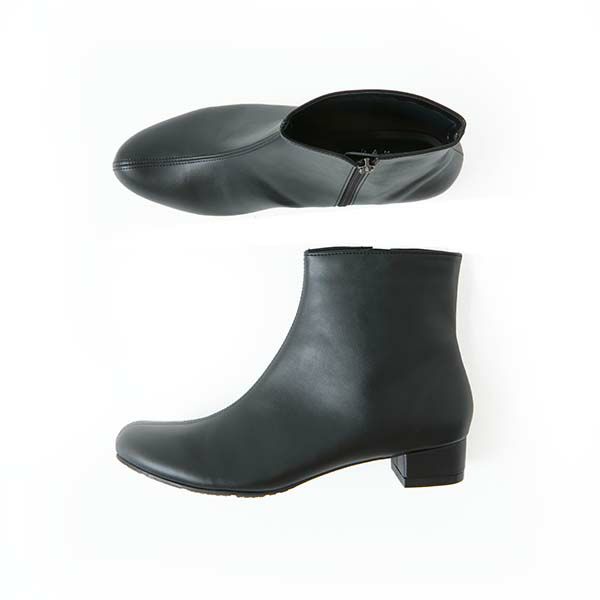整体ブーツ 3cmヒール（ブラック）側面・上面