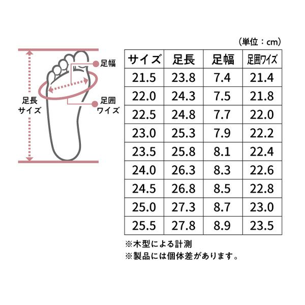 整体パンプス(スタンダード) サイズ表