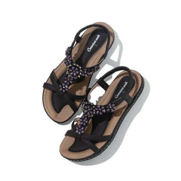 コンシャスウォーク ペタルサンダル（ブラック）