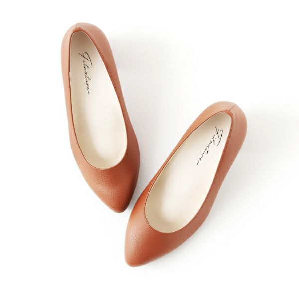 フットケアパンプス 6cmヒール（キャメル)上面