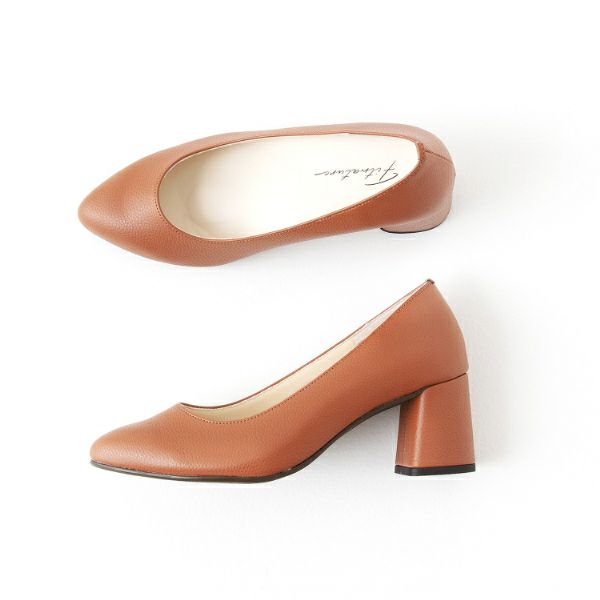 フットケアパンプス 6cmヒール（キャメル)上面・側面